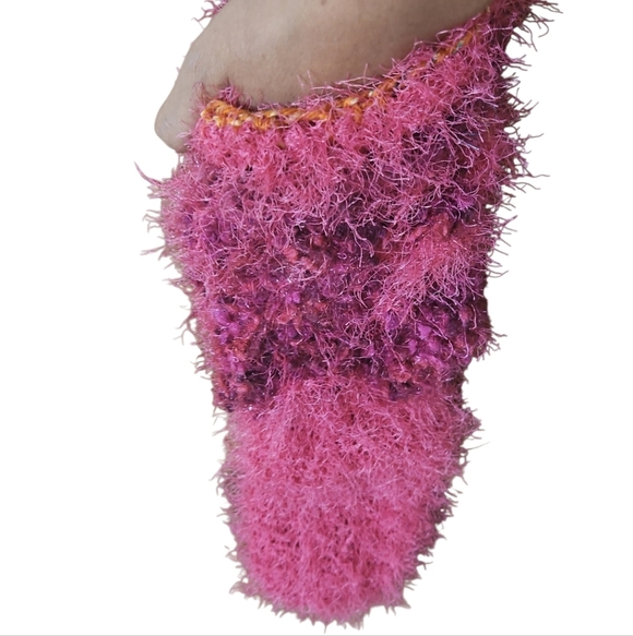 Hand Crafted Eyelash yarn Furry Knit Scarf Rainbow faux Fur LGBTQA+ Boa Scarf - Picture 15 of 17